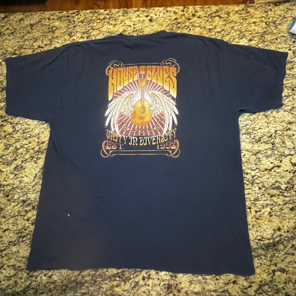 House of Blues Chicago T-Shirt Mens XL Navy Blue Unity In Diversity Graphic Tee